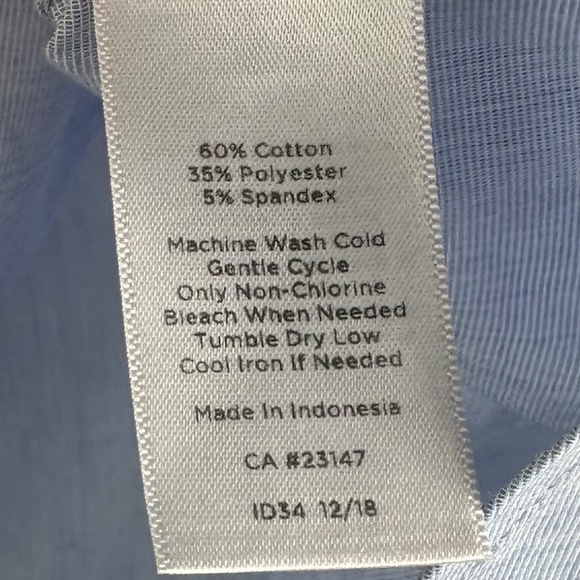 Talbots Shirt Top Blouse Sz XLP XL Petite 14 16 Blue Poplin Tie Sleeve Chic - Picture 5 of 5